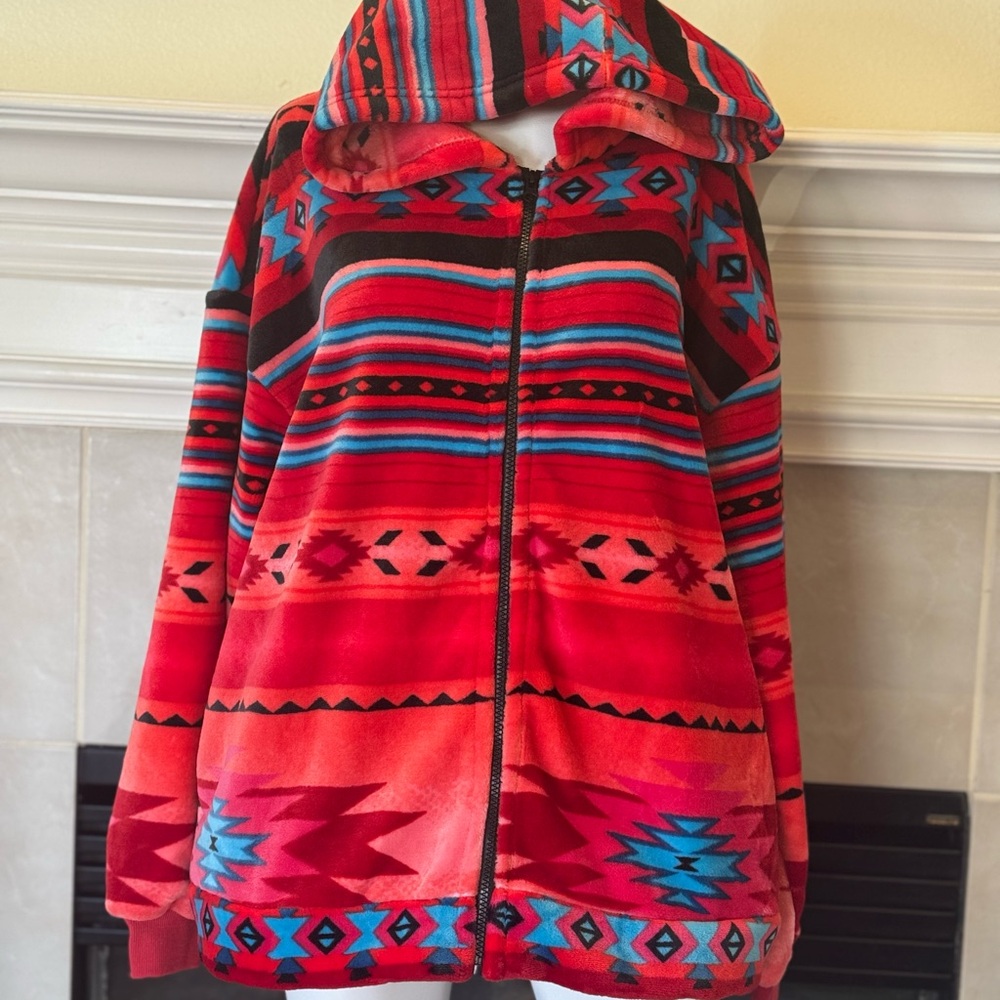 Ultra Soft Women’s Full Zip Jacket,hoodie Plush Fleece Aztec New Small/Medium